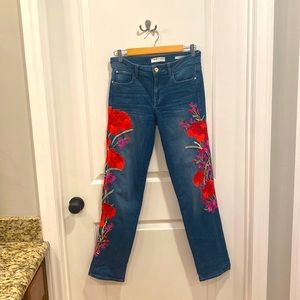Marciano embroidered cigarette denim pant